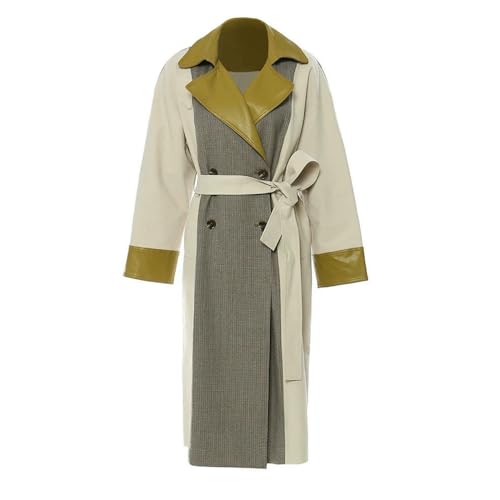 Trench en cuir luxueux GLDFW au motif plaid exclusif
