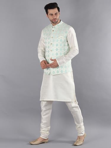 Image of Uri and MacKenzie Men's Silk Blend Kurta Pajama with Designer Ethnic Nehru Jacket /Modi Jacket