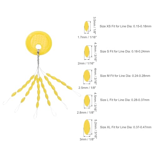 PATIKIL Rolhas de borracha para pesca, 300 peças, 6 em 1, boia de chumbada, forma oval, tamanho PP p