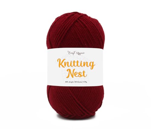 Image of Craft Affair | Knitting Nest Acrylic Yarn (200 Meter, 100 Grams, 2mm) / Woolen Yarn /Acrylic Yarn for Knitting and Crocheting-Maroon