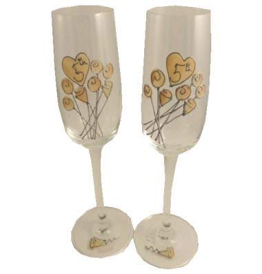 Copas de champán de madera para aniversario de bodas Dreamair juego de dos piezas