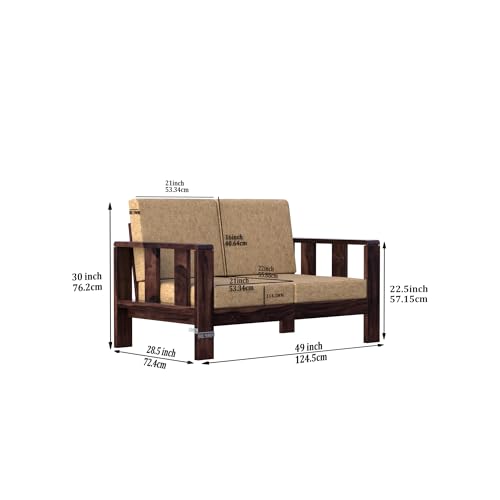 Image of Krishna Wood Decor A Beautiful Solid Sheesham Wood Sofa Cum Bed | Sofa Cums Bed for Home,Living Room, Bedroom | Cozy Bed Sofa |Sleep & Sit Sofa | Without Storage | Finish Dark Walnut |