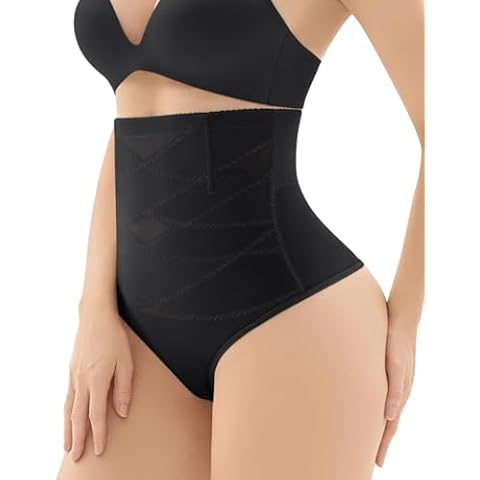 Esa Liang Thong shapewear for Women Tummy Control, High Waisted Thong Panties Girdle Tummy Control Body Shaper Underwear Black Cover
