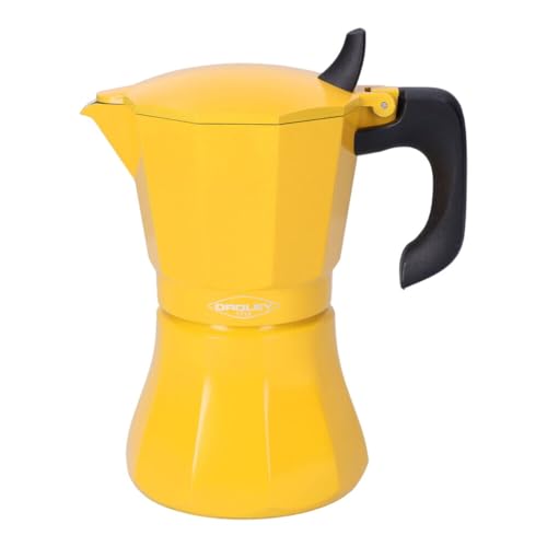 Oroley - Cafetera Italiana Petra | Base de Acero Inoxidable | Cafetera Inducción, Vitrocerámica, Fuego y Gas | Estilo Tradicional (Mostaza, 6 Tazas)