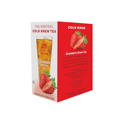 Life Plus Style Gourmet TEA CENTRAL Strawberry Iced Tea with Ceylon Green Tea Natural Refreshing Cold Brew Everyday Wellness Sweet Strawberry Iced Drink 25 Tea Bags