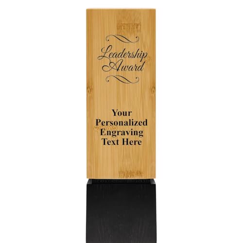 Crown Awards Personalized Sustainable Wood Trophy, 9 1/2" Printed Leadership Sustainable Wood Trophy Award Prime