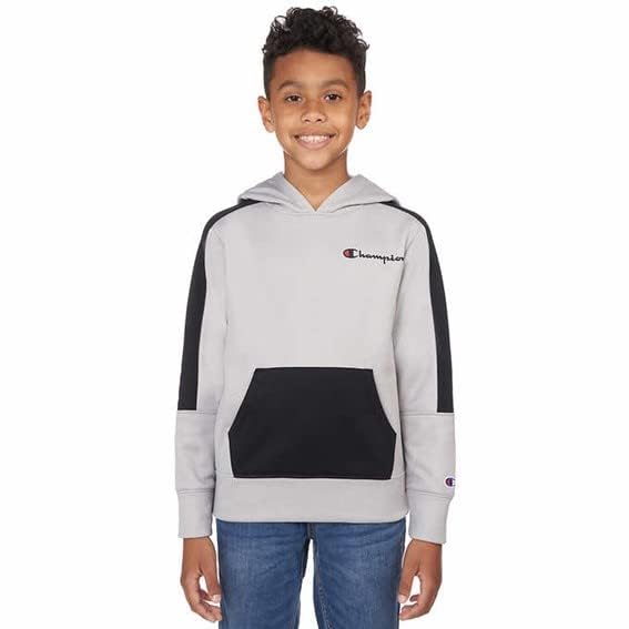 Champion Kids Clothes Sweatshirts Youth Heritage Fleece Pull On Hoody Sweatshirt with Hood, Gray/Black, XL2