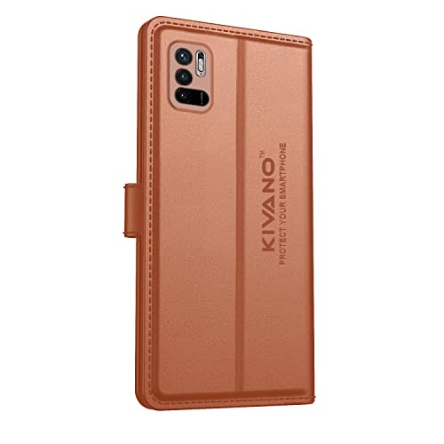 Image of KIVANO Compatible with Xiaomi Redmi Note 10T 5G / Poco M3 Pro 5G Flip Cover | Leather Finish | Inside Pockets & Inbuilt Stand | Shockproof Wallet Style Magnetic Closure Back Cover Case