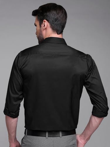 Image of IndoPrimo Men's Satin Shirt with Spread Collar Neck Line Solid Pattern Full Sleeves Regular Fit Western Style and Standard Length