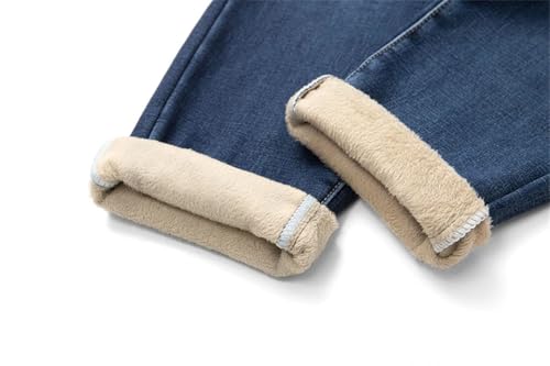 Men Warm Jeans Thicken Fleece-Lined Stretch Male Denim Pants Slim Straight Business Casual Trousers4