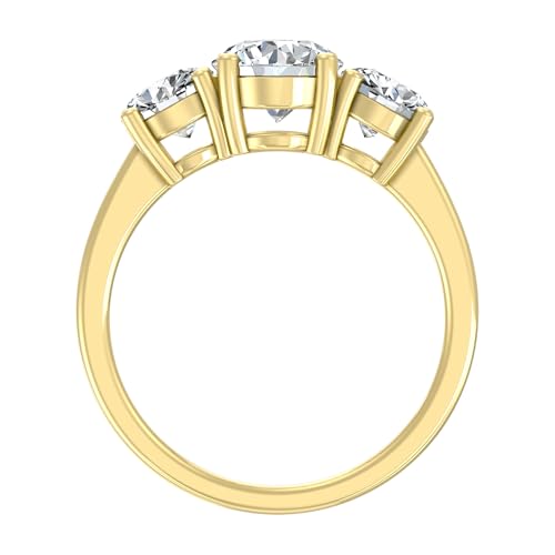 1 Carat - 3 Carat (CT. T.W.) Lab Grown Diamond Three-Stone Engagement Ring for Women | 14K Yellow or White Gold 3-Stone Wedding Anniversary Ring | D-E Color and VS Clarity3