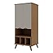 Manhattan Comfort Hampton 26.77 Display Cabinet 6 Shelves and Solid Wood Legs in Off White and Maple Cream