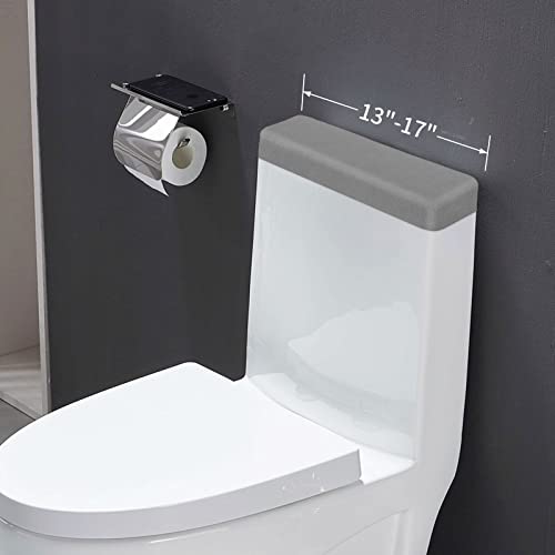 Azhchke Stretch Velvet Toilet Tank Lid Cover For Bathroom Super Soft Toilet Tank Cover Luxury Velvet Plush, With Elastic Bottom, Machine Wash, Grey #TOP4