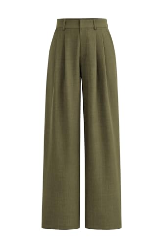 PRETTYGARDEN Women's Summer Elastic High Waisted Work Pants Straight Leg Dressy Business Casual Trousers Slacks Pockets