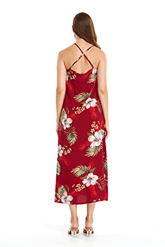 Image of Matchable Family Hawaiian Luau Men Women Girl Boy Clothes in Pineapple Garden Burgundy