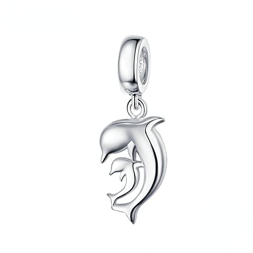 Pendentif dauphin en argent 925, collier bonheur et amour avec perles