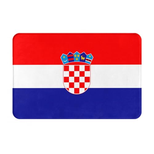 YTUOPWE Felpudo de 40,6 x 61 cm con la bandera de la República de Croacia, absorbente de agua, antideslizante, para puertas delanteras, entradas y baños