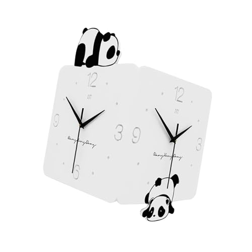 Horloge murale d'angle panda double face art mural élégant et robuste