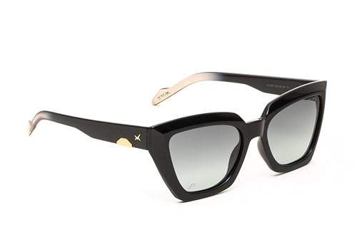 Image of XITE Polarized Cat Eye Sunglasses for Women | Stylish Oversized Square Black Frame with Smoke Gradient Lens | UV400 Protection | Trendy Designer Eyewear for Driving, Travel & Outdoor (1077)