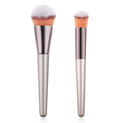 Brocha Maquillaje 2 Piezas Brocha Base En ángulo Brocha Corrector Aplicación Difuminar Contorno Y Resaltado Para Uso Con Liquid Rouge Bronzer Blush Primer Corrector