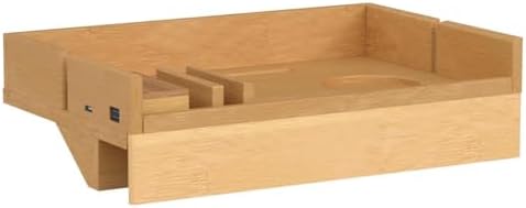House Your Home Bamboo Bedside Shelf for Dorm, Fits Laptop, Books, and Drink, Removable Tray With USB Ports, Versatile Bunk Bed Accessory for Small Spaces & Loft
