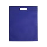Set of 48 Promotional Nonwoven Heat Seal Reusable Tote Party Bag, Goodie Bags, Gift Bags Bulk With Die Cut Handles (Royal Blue)