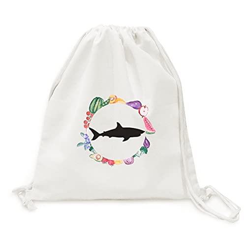 Sac en tissu pliable requin bleu pour vos marchés bio et courses de fruits frais