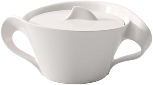 Villeroy & Boch New Wave - Azúcar cubierto, 8.75 onzas, porcelana premium, blanco