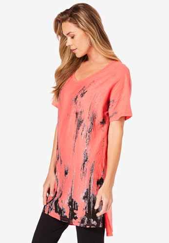 Roaman's Women's Plus Size Plus Size Printed Slub Tunic Top3