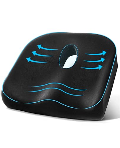 Memory Foam Seat Cushion for Office Chair, Large Ergonomic Chair Donut Cushion with Central Comfort Hole, Firm Support for Long Sitting, Non-Slip Base & Washable Cover, Ideal for Office, Car & Home