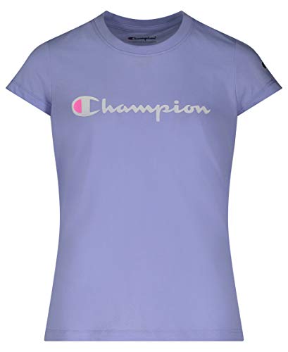 Champion Girls Heritage Short Sleeve Script Logo Tee Shirt Big and Little Girls (Small, Land Ice Script)
