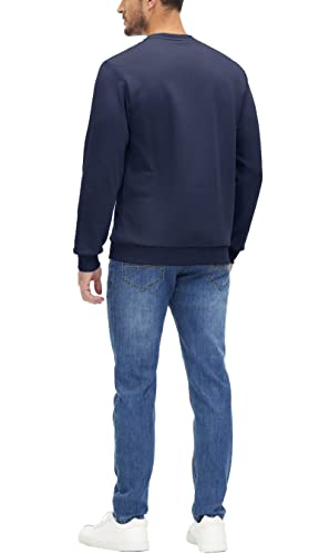 Magcomsen Cotton Sweatshirts For Men Mens Fleece Sweatshirts Crew Neck Sweater For Men Polyester Sweatshirt Warm Winter Sweatshirts Casual Sweatshirt Navy #TOP2