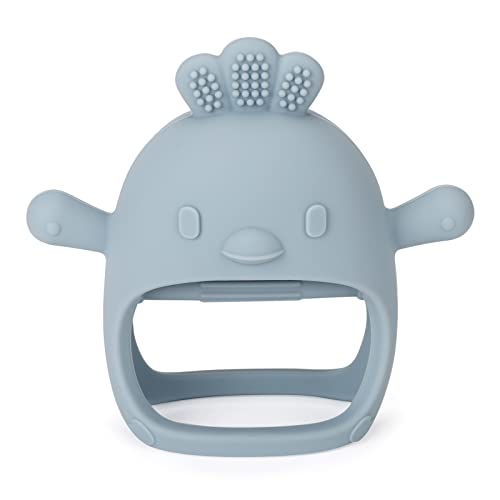 Image of Socub Silicone Baby Teether Toy for Infants 3+ Months, BPA Free Anti-Drop Silicone Mitten Teething Toy for Soothing Sore Gums, Baby Chew Toys for Sucking Needs, Dusty Blue