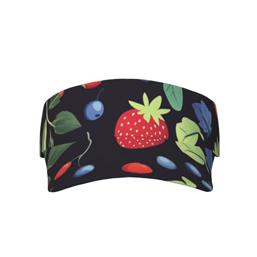 Blueberry Strawberry Visière de soleil réglable pour homme et femme - Léger et pliable - Pour la course à pied, le tennis, le golf