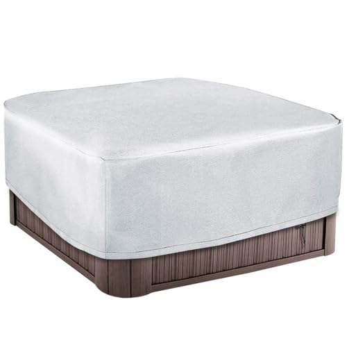 Square Hot Tub Cover, Waterproof Dust Cover Protector Oxford Cloth Thermal with Drawstrings, Uv Resistant Coating for Outdoor Spa Bath Pool