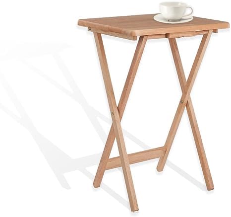 BONAFIDEHousewares Snack Table, Solid Oak Coffee Table for Eating at Couch, Wood Ideal Table For Tea Coffee Sofa Living Room Wood Frame