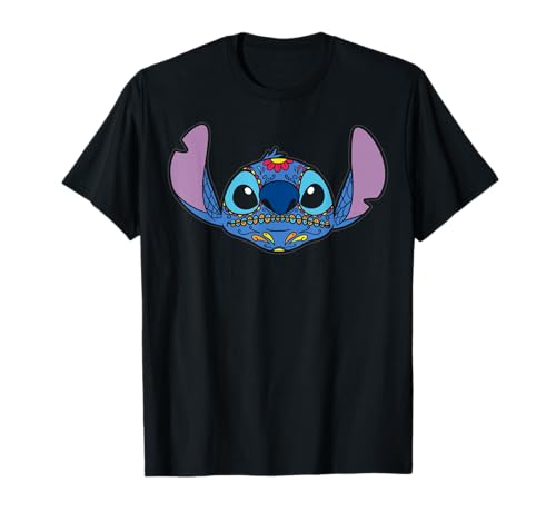 T-shirt Stitch Halloween Disney haut à manches courtes imprimé Sugar Skull coloré