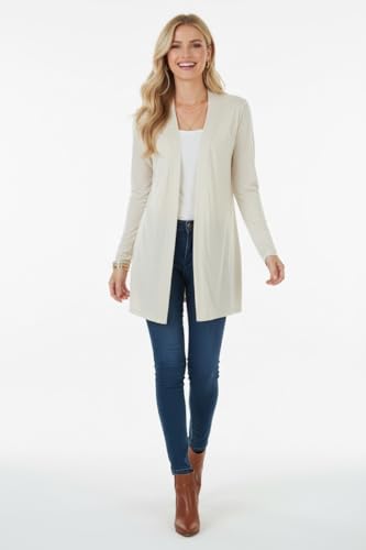 Image of ToBeInStyle Womens Open Front Long Sleeve Lightweight Asymmetrical Draped Cardigan with Side Pockets