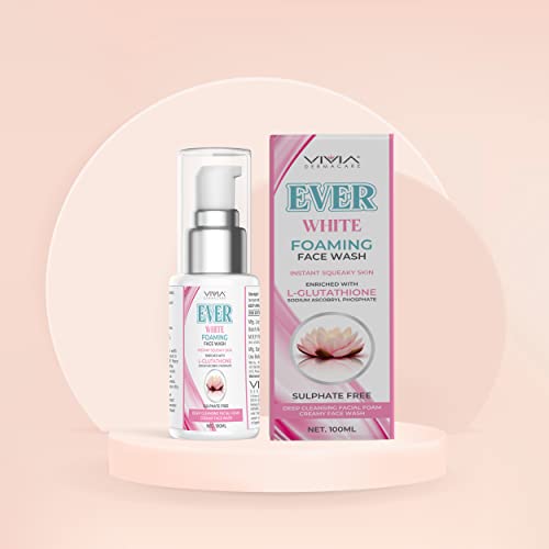 Image of Vivia Dermacare Ever White L-Glutathione for Deep Cleansing Facial Foam Creamy Face Wash, Sulphate Free (100ML)