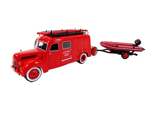 Scala 1/43 in metallo OPO 10 - 1/43 Zodiac Barca Pompiere + Camion Compatibile con Ford F798 T / P09+PB803