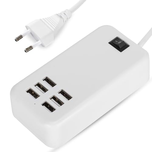 Ya en mundofriki.es: Estación de Carga USB, Escritorio USB Hub Cargador con Cargador múltiple de 30 W Concentrador de 6 Puertos 100 a 240 V con Cable de 150 cm para Smartphones y Tablets
