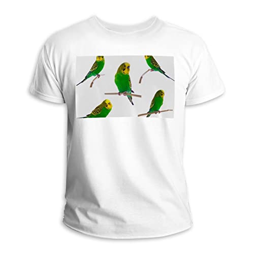 T-shirt manches courtes coton imprimé perroquet blanc XL multicolore haut de gamme
