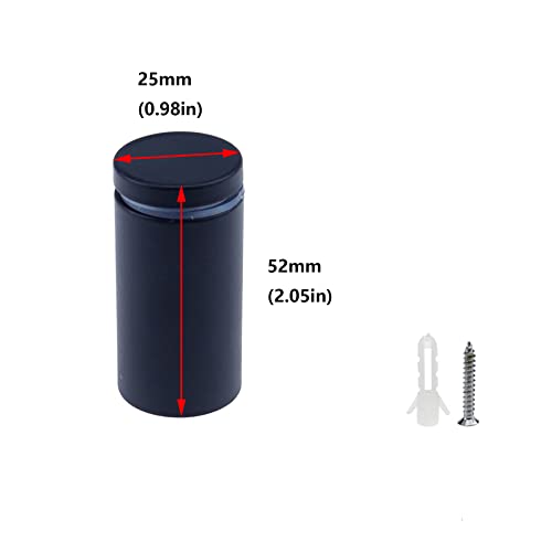 Image of Antrader Glass Standoff 1 inchx2 inch, Stainless Steel Sign Standoff Screws, Hollow Advertising Standoff Mounts,Glass Acrylic Nail, Pack of 12, Matte Black
