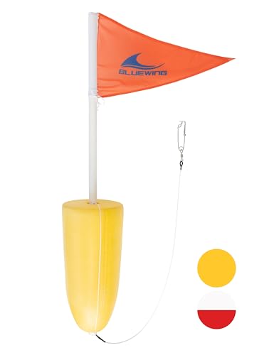 BLUEWING Swordfish Buoy Daytime Deep Drop 1pc Float Flag with Long Line Clip for Tuna/Shark/Fishing Orange 7 * 15inch