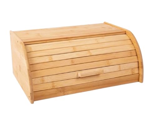 Bread Bin Roll Top Lid Bread Box Kitchen Countertop Storage Container Natural Engineered Wood Bread Storage Container for Loaves, Pastries, Buns, Bagels, Muffins, Cupcakes & Cookies 27x 16 x 40cm - Cosy Home Interiors Bread Bin Roll Top Lid Bread Box Kitchen Countertop Storage Container Natural Engineered Wood Bread Storage Container for Loaves, Pastries, Buns, Bagels, Muffins, Cupcakes & Cookies 27x 16 x 40cm