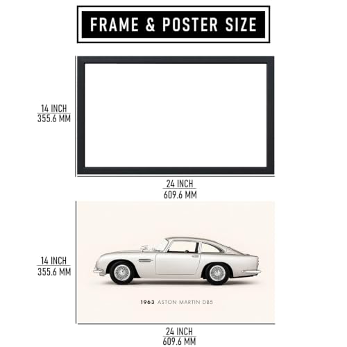 Image of 1963 DB5 Classic Sports Car Premium Framed Wall Poster (12x18 Inch) | Vintage Luxury Automobile Wall Art | Retro Car Decor for Garage, Man Cave, Office, Bedroom & Car Enthusiast Gift
