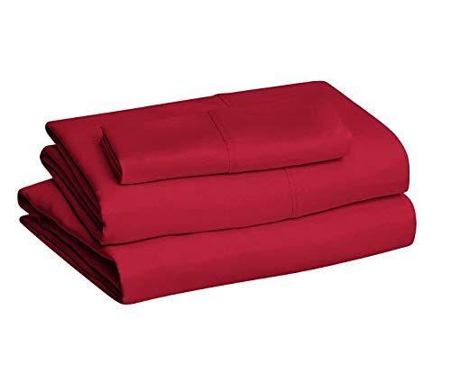 Image of BEVI - Home Premium Solid Plain Single Bedsheet with 1 Pillow Cover 300 TC Microfiber for Single Bed | Size (60 inch x 90 inch) Maroon
