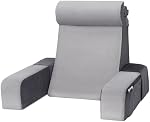 Vekkia 21" Reading Pillow for Sitting in Bed – 60° Ergonomic Wedge Back Pillow, XL Side Pockets, Removable Cover, Support Chair for TV, Gaming, Working, Nursing, Recovery in Bed/Floor,Lightweight