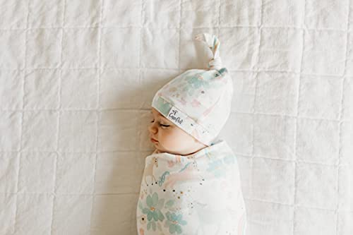 Image of Copper Pearl Baby Beanie Hat Top Knot Stretchy Soft Whimsy