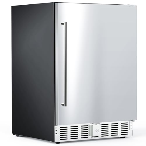 Image of Electactic 24 Inch Beverage Refrigerator, Under Counter Beverage Cooler 180 Cans, Built-in & Freestanding, Outdoor Fridge with Stainless Steel Door, Outdoor Refrigerator for Patio, Home, Kitchen, Bar